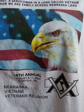 True Vintage T-shirt XL 2002 Nebraska Vietnam Veterans Reunion POW MIA T-Shirt